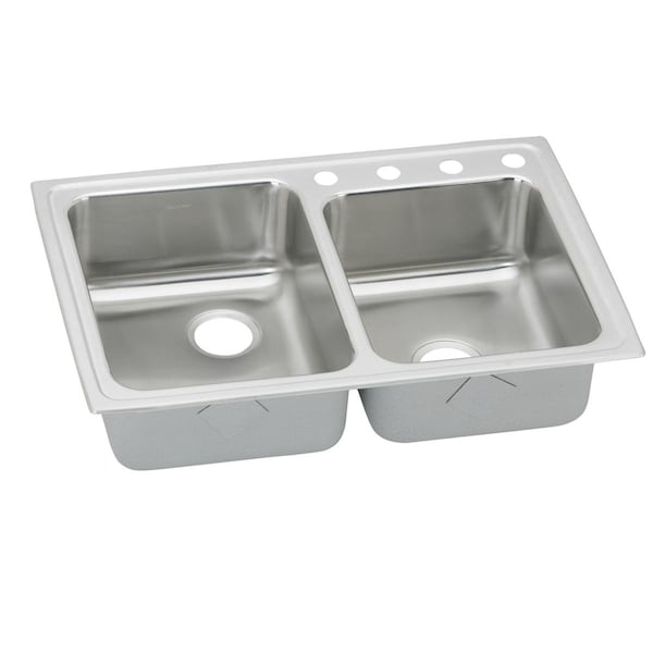 Lustertone Stainless Steel 33 X 22 X 6 Offset Double Bowl Top Mount Ada Sink